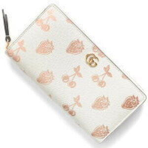 Gucci GG Marmont Long Wallet Zip Cherry Cream White Multicolor